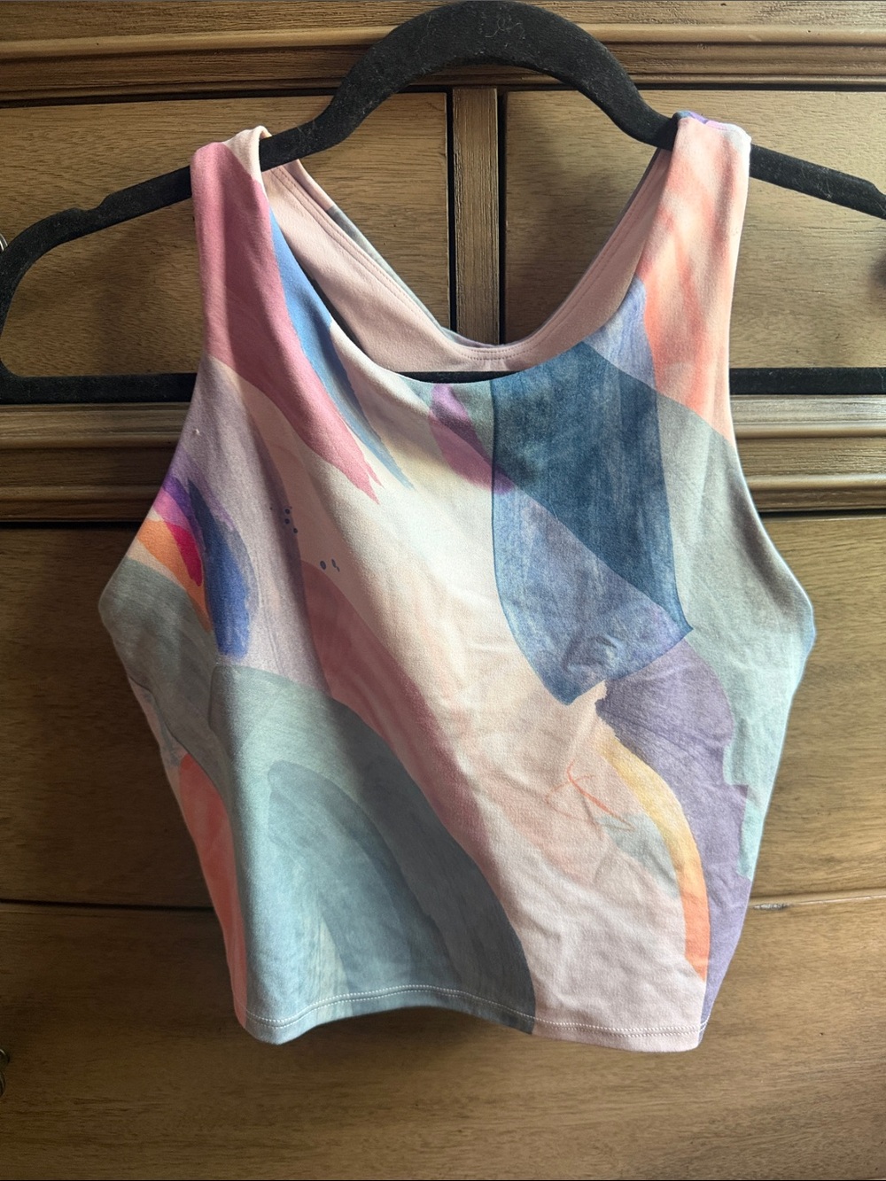 Athleta Multicolor Pastel Abstract Crop Sports Bra